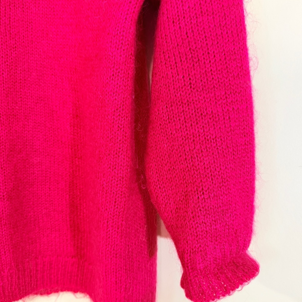 Cozy Soft Red Fuzzy Knit Mock Neck Sweater